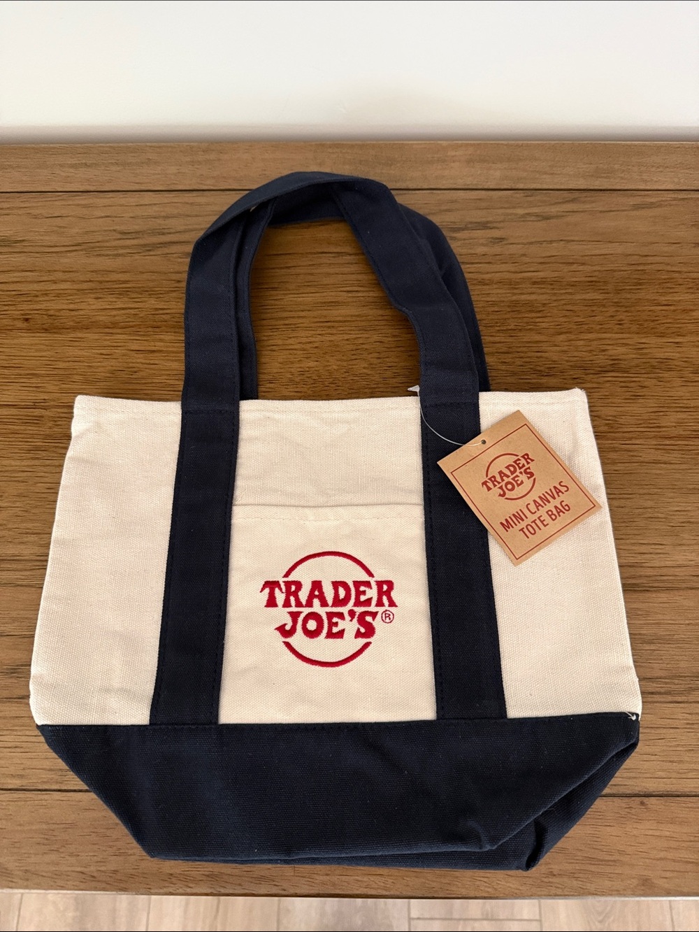 Trader Joe’s Canvas Mini Tote Bag - Cream & Navy